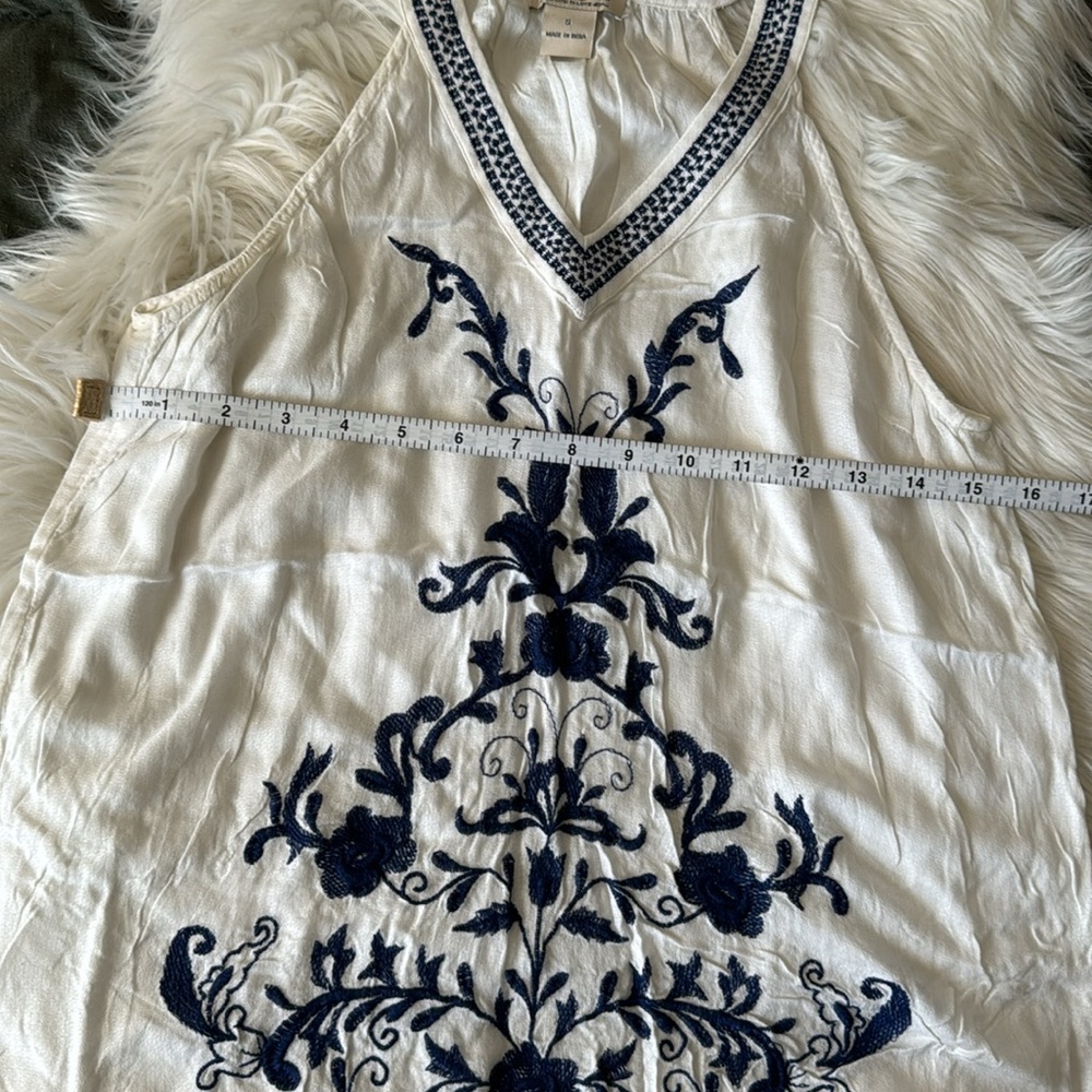 L U C K Y B R A N D Boho 70s Embroidered Tank Top - image 4